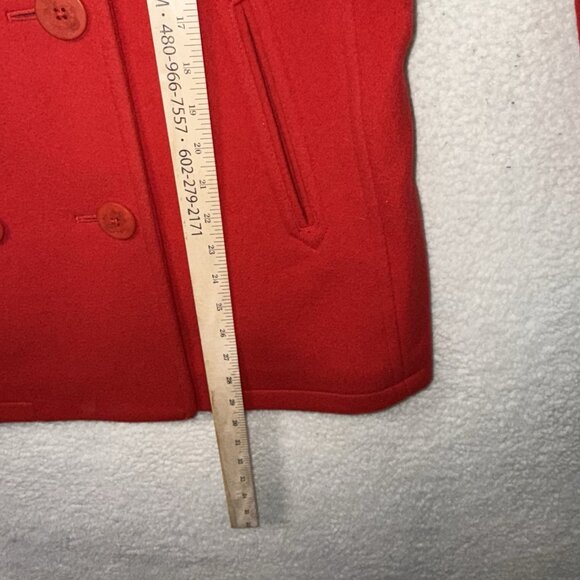 L.L. Bean Pea Coat Womens 12 R Red  100% Wool  Bellandi 260345 - Picture 8 of 8
